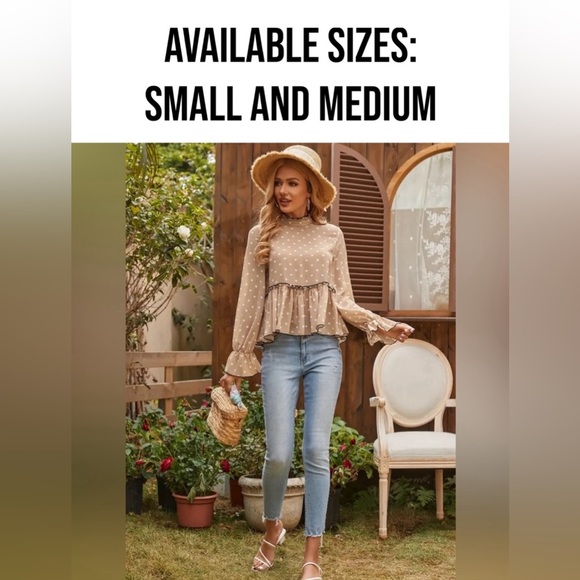 NIP-Polka-dot Ruffle Trim Blouse - Picture 1 of 5